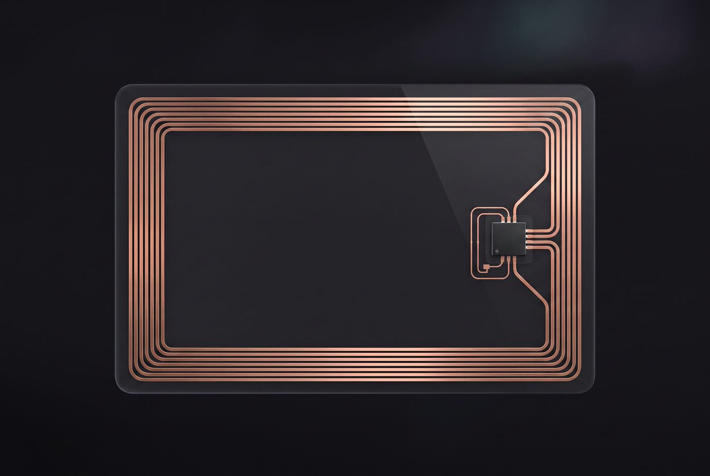 The NFC antenna inlay inside the card