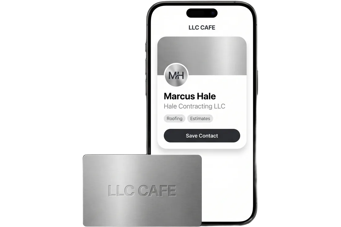 The Reserve beside a phone showing an LLC Cafe profile
